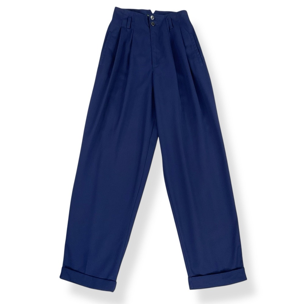 Esprit Pants Women 1/2 (ACTUAL 22x28.5) Blue High Waist Pleated Taper Cuffed VTG